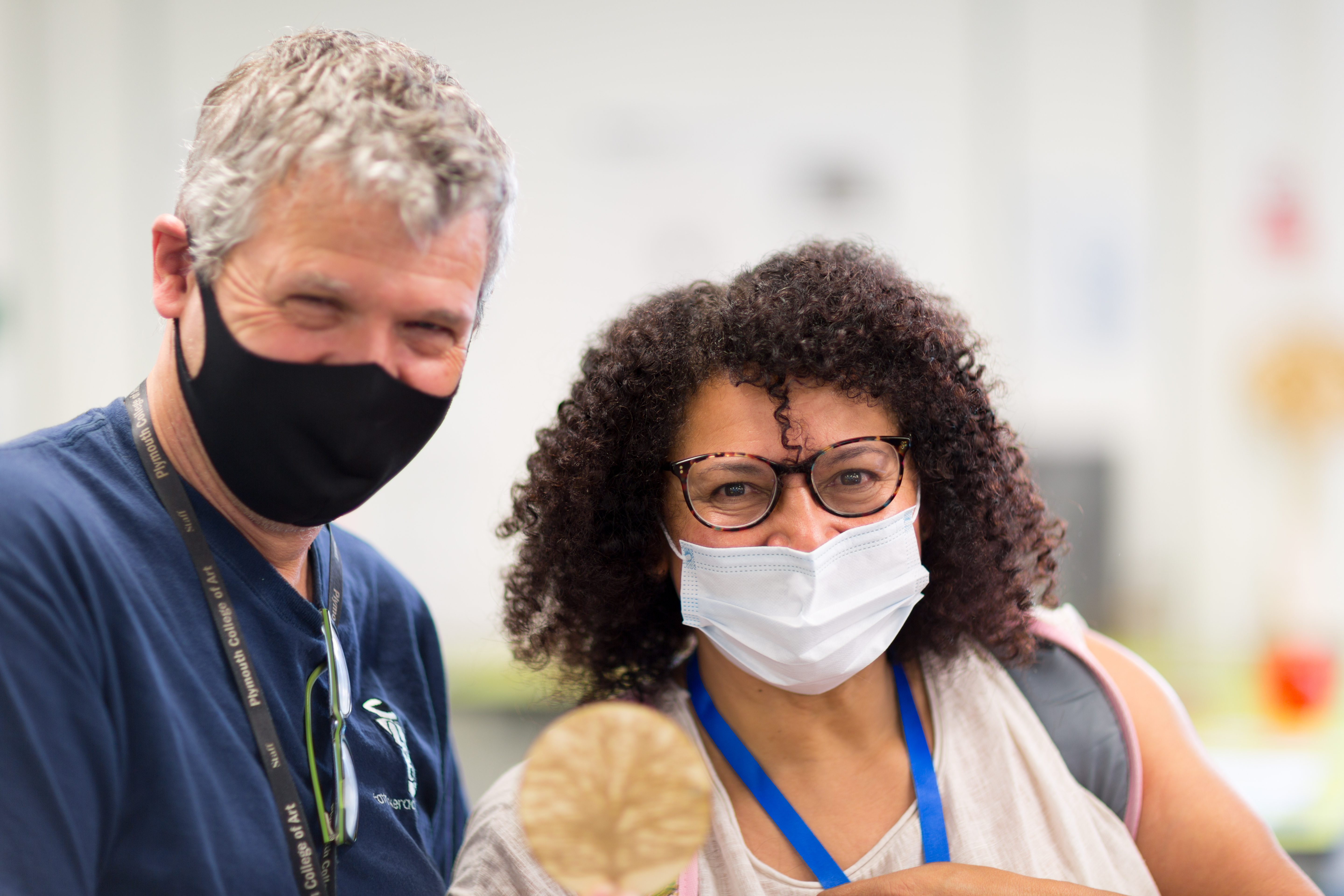 Open Day visitor Vanessa Crosse with Fab Lab Principal Technician Ian Hankey at Fab Lab Plymouth Credit Ray Goodwin