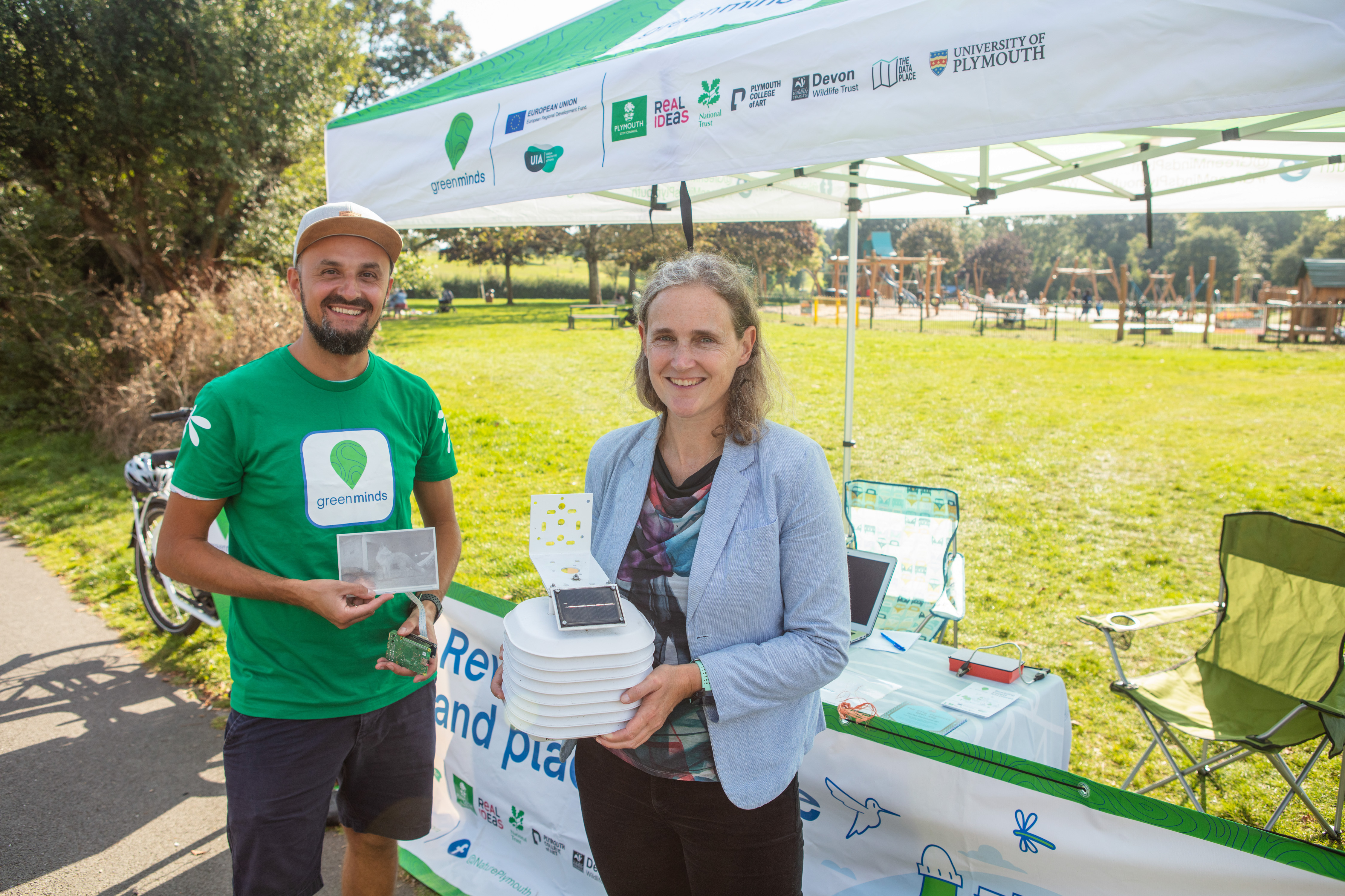 The Green Minds Living Lab team at their stall in Central Park Credit University of Plymouth